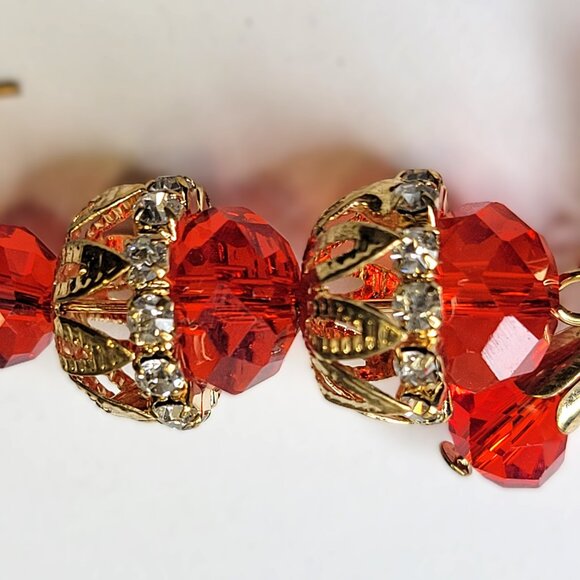 Red Crystal Tiered Chandelier Earrings - Picture 6 of 8